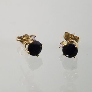 14k Gold Agate & DIAMOND fine jewelry posts